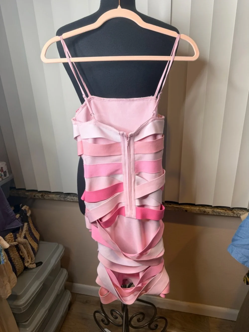 Akira Pink Strappy Bandage Belt Statement Bodycon Dress Size Small - Picture 5 of 8